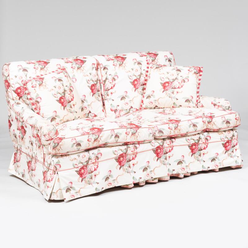 Appraisal: Chintz Slipcover Upholstered Two Seat Sofa x ft in x