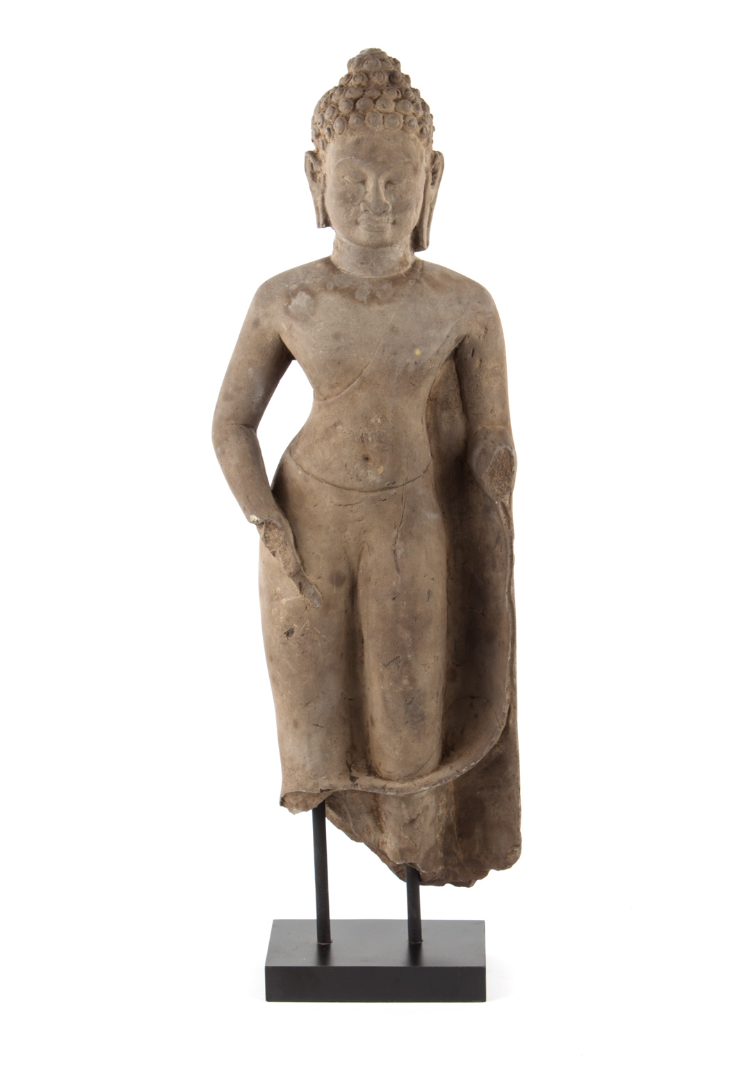 Appraisal: Thai stone figure of the Buddha standing Mon Dvaravati style