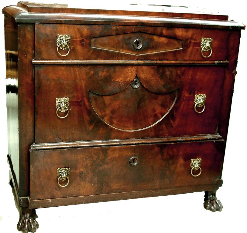 Appraisal: th century Biedermeier figured mahogany chest of drawers the stepped