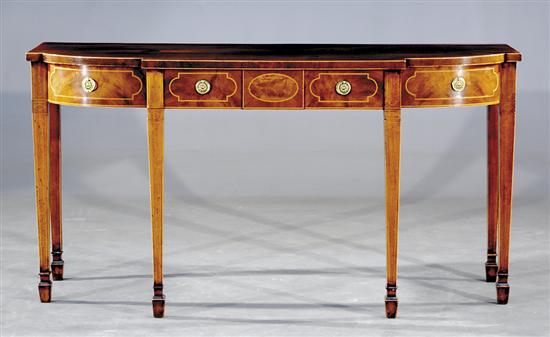 Appraisal: English Hepplewhite inlaid mahogany bow front server circa shaped breakfront