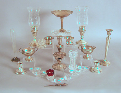 Appraisal: Group of sterling weighted and glass tableware