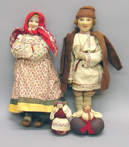 Appraisal: Lot of Russian cloth dolls Pair of man woman marked