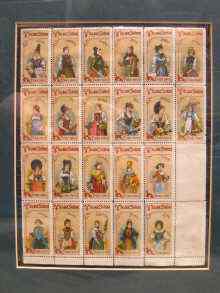 Appraisal: A framed and glazed sheet of stamps depicting traditional costumes