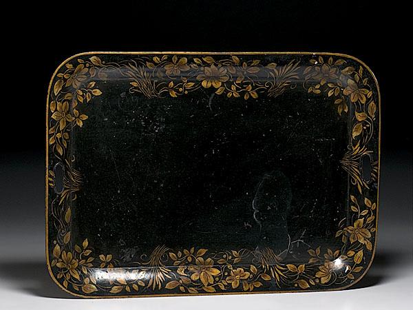 Appraisal: TWO TH CENTURY TOLE TRAYS American or English both with