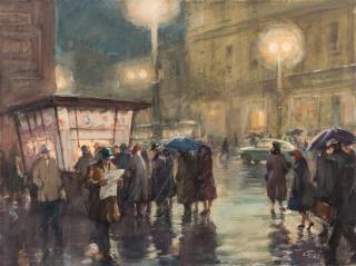 Appraisal: SOLOMON SAMSONOVICH BOIM RUSSIAN - Moscow at Night watercolor on