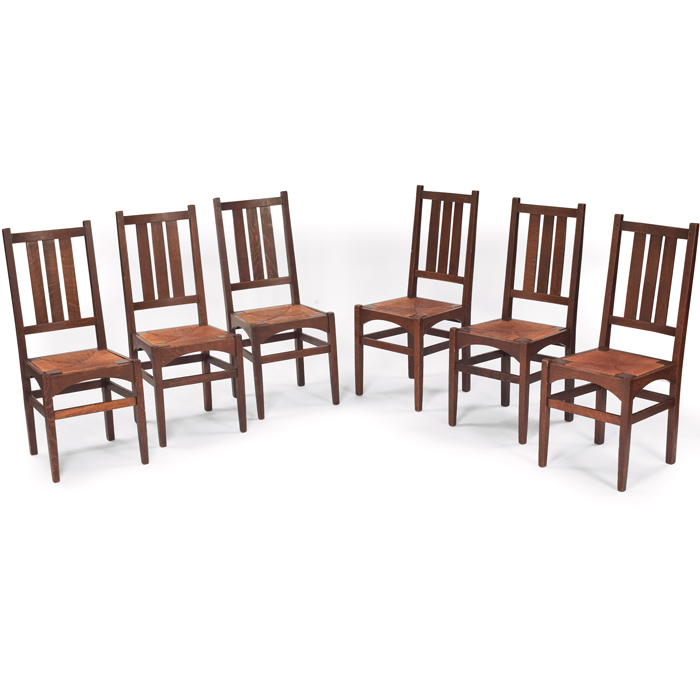 Appraisal: Nice Gustav Stickley side chairs set of six three vertical