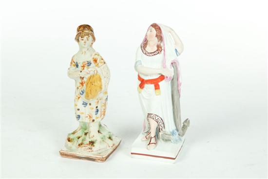 Appraisal: TWO FIGURES OF WOMEN England early th century Prattware-type figures