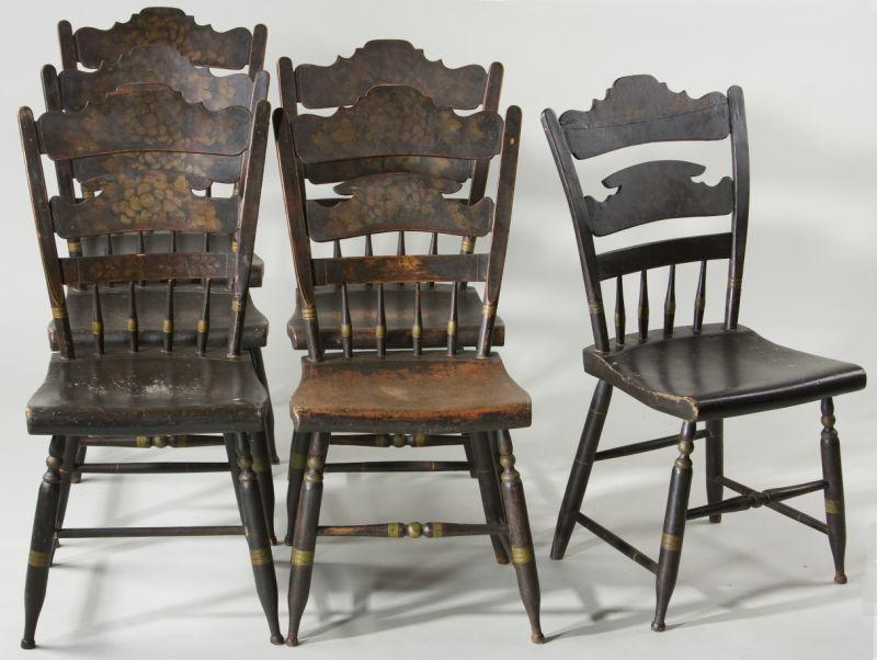 Appraisal: Set of Six Painted Pennsylvania Side Chairs th century black