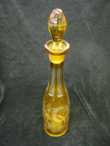 Appraisal: Bohemian Amber Cut-to-Clear Decanter decor in forest castle decor excellent