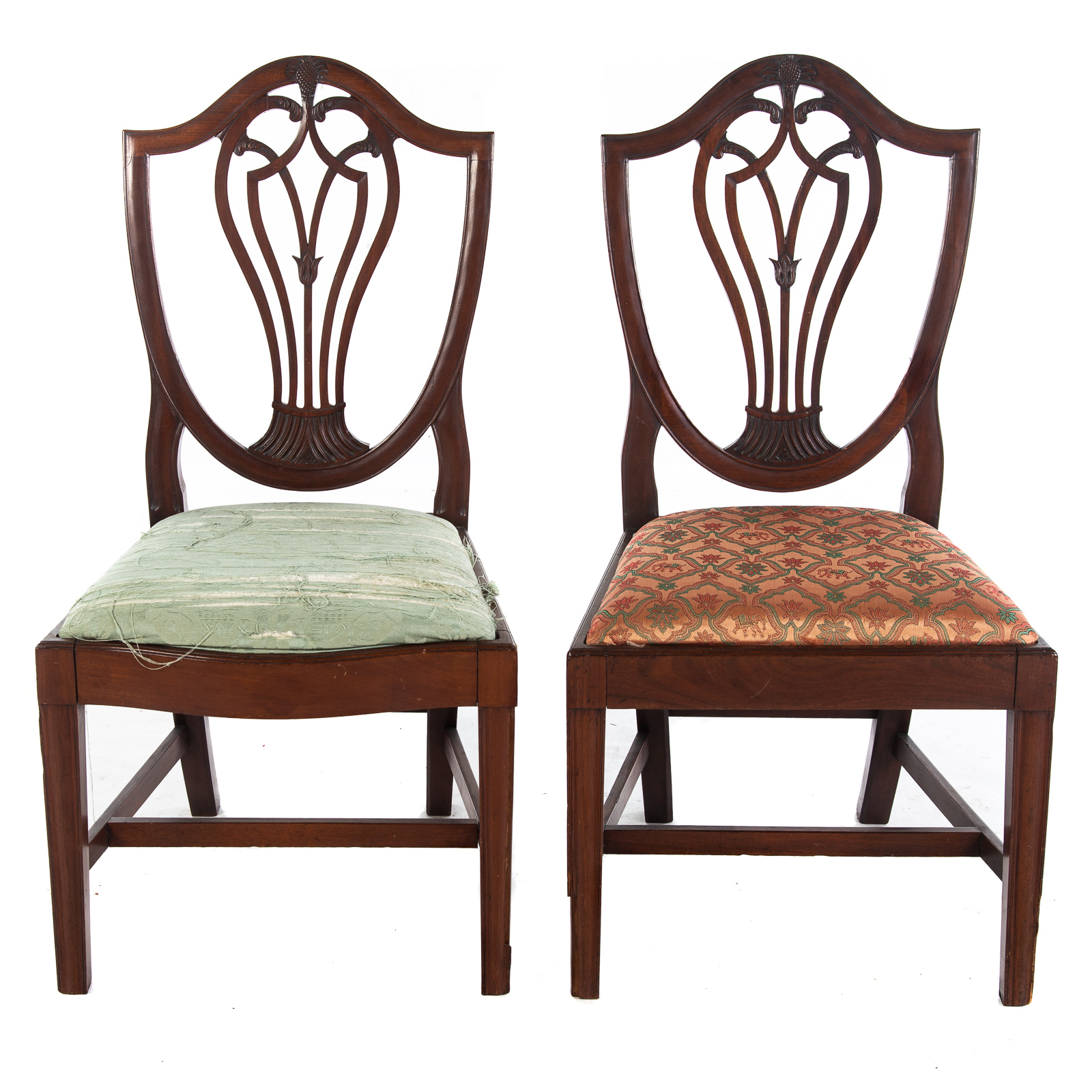 Appraisal: TWO FEDERAL SHIELD BACK SIDE CHAIRS Maryland circa - elaborately