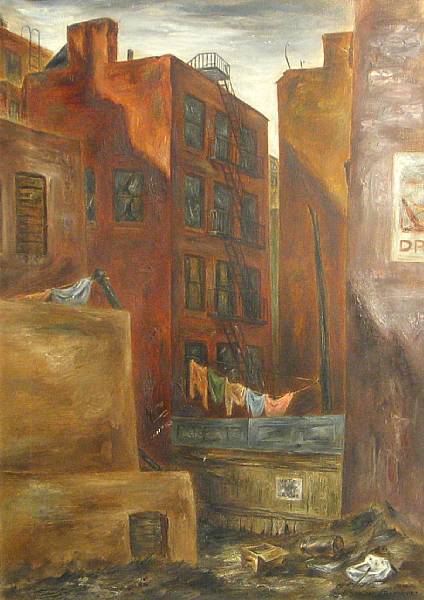 Appraisal: Harold Rabinovitz American - Tenements signed 'Rabinovitz' lower right and