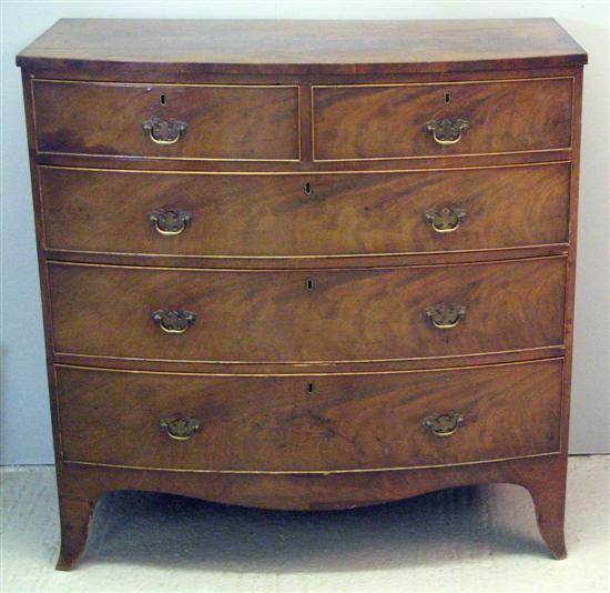 Appraisal: th century mahogany bow fronted chest of two short and