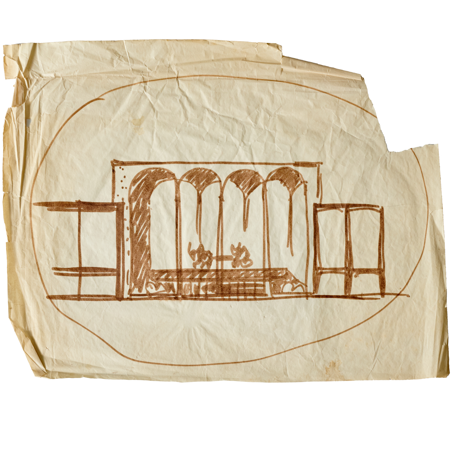 Appraisal: WALLACE HARRISON ARCHITECTURAL SKETCH C Wallace Harrison American - The