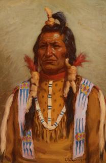 Appraisal: JOSEPH H SHARP - Chief Bull Child - Blackfeet oil