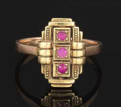 Appraisal: A Victorian Ladies' Ruby Ring Deco design yellow gold ladies