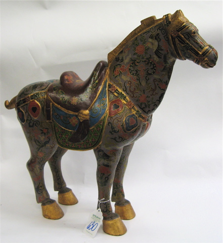 Appraisal: CHINESE HAND PAINTED TANG STYLE HORSE with gilt accents and