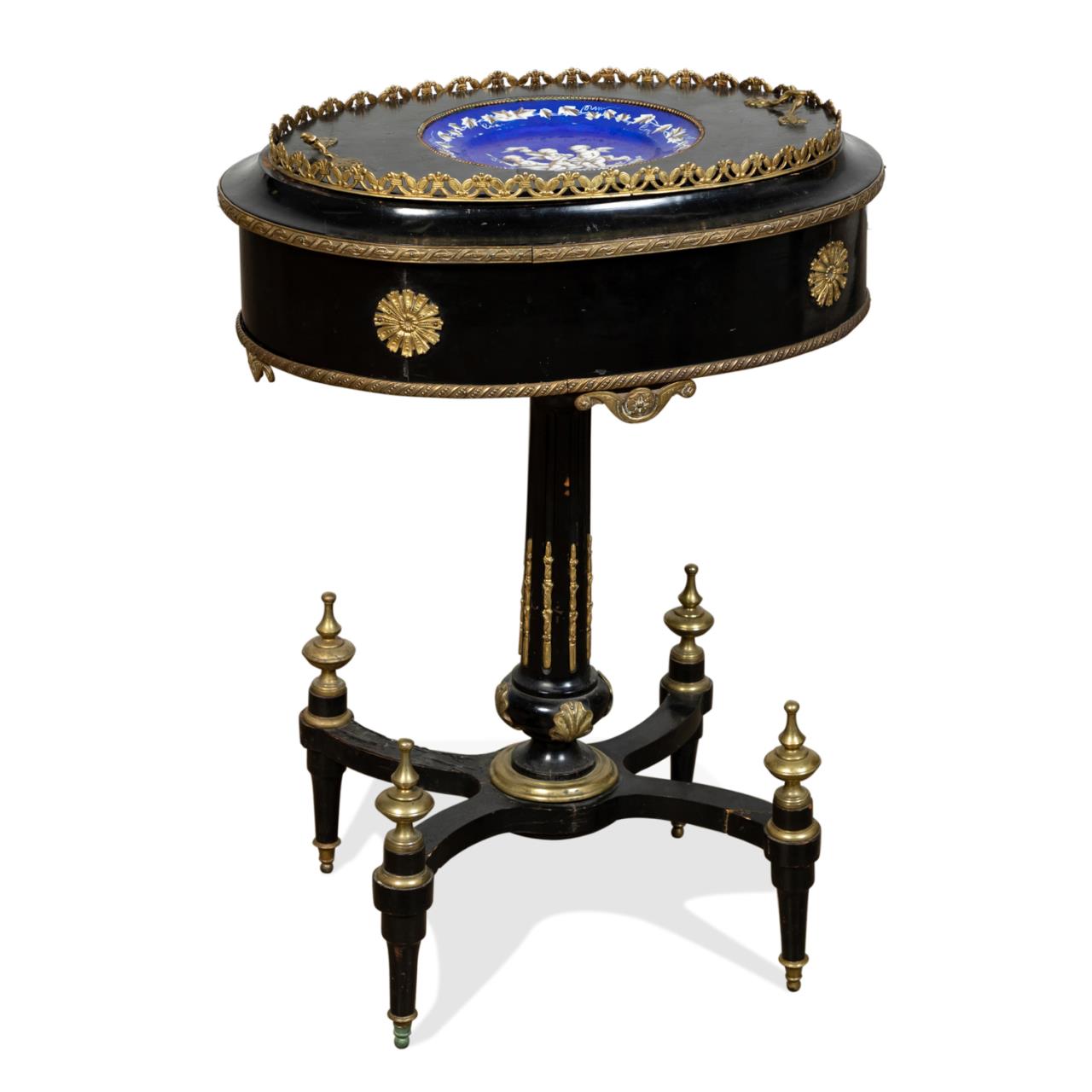 Appraisal: NAPOLEON III ORMOLU MOUNTED EBONIZED JARDINIERE French Napoleon III ebonized