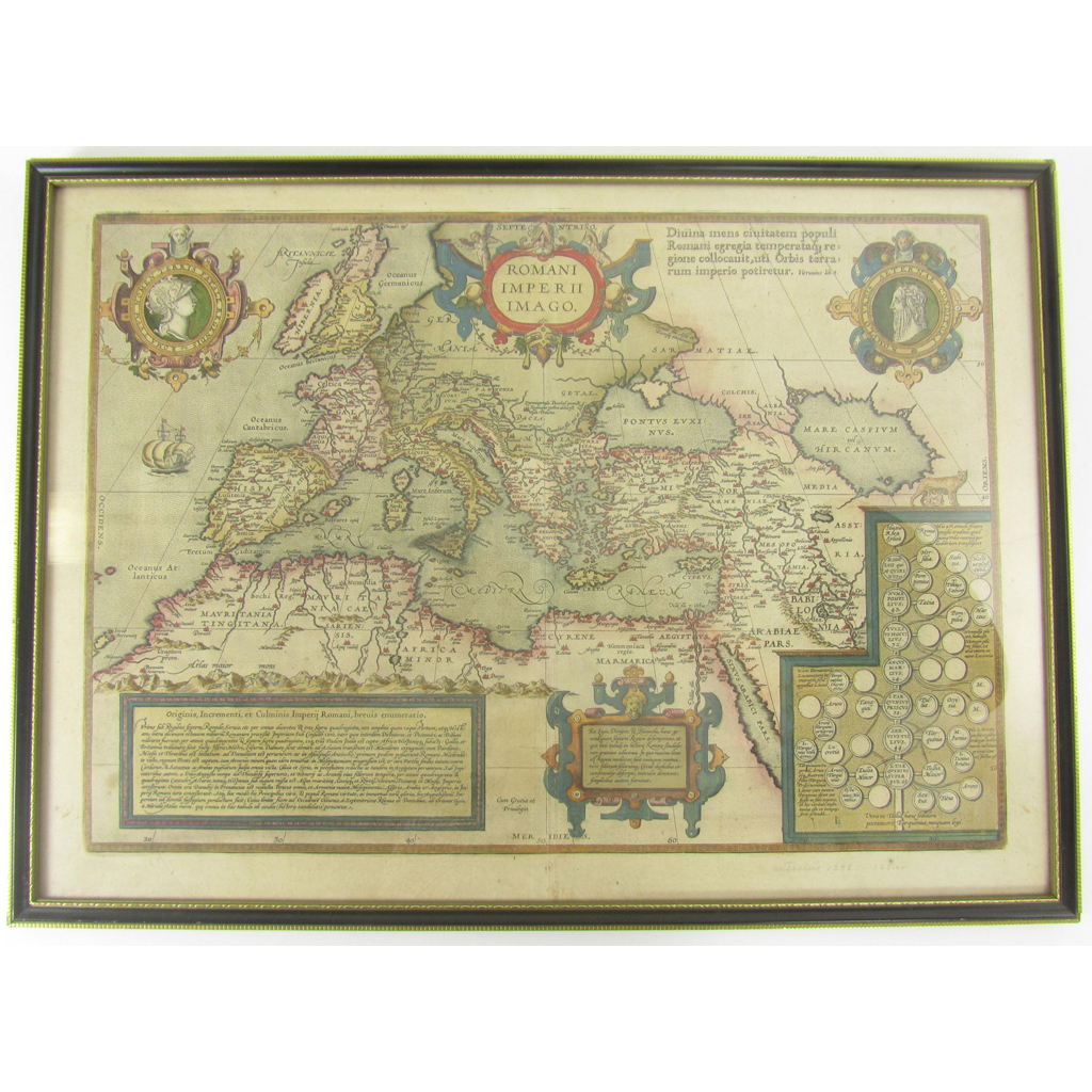 Appraisal: Ortelius Abraham Romani Imperii Imago Antwerp Hand-coloured map depicting the