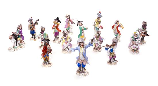 Appraisal: Sale Lot A Meissen Porcelain Fifteen-Piece Monkey Band th th