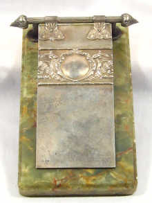 Appraisal: A Russian silver and onyx notepad holder marks for -