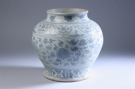 Appraisal: CHINESE BLUE AND WHITE PORCELAIN GUAN Ming dynasty th century