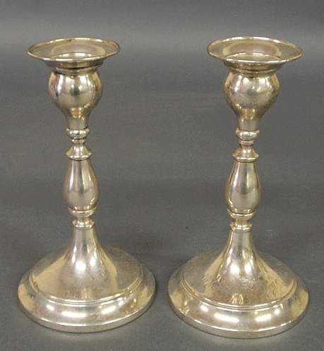 Appraisal: Pair of Balfour weighted sterling silver candlesticks one inscribed Wheaton