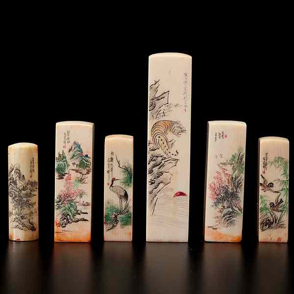 Appraisal: Chinese Ivory Seals Chinese late th early th century Six