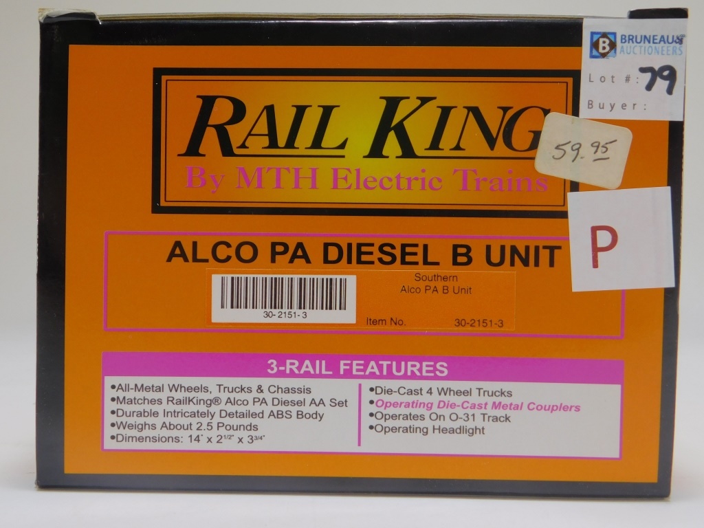 Appraisal: RAIL KING SOUTHERN ALCO PA B UNIT DIESEL O TRAIN