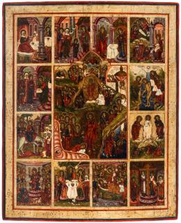 Appraisal: A LARGE RUSSIAN ICON OF THE RESURRECTION OF CHRIST AND