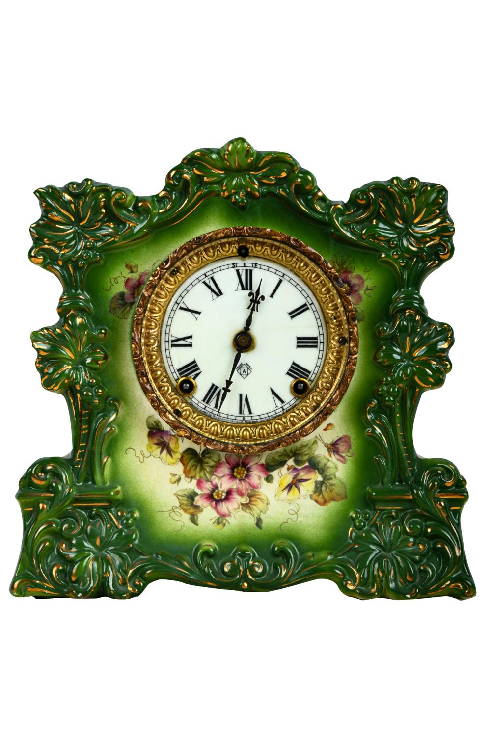 Appraisal: WISDOM PORCELAIN MANTEL CLOCKwith manufacturers mark verso inches wide inches