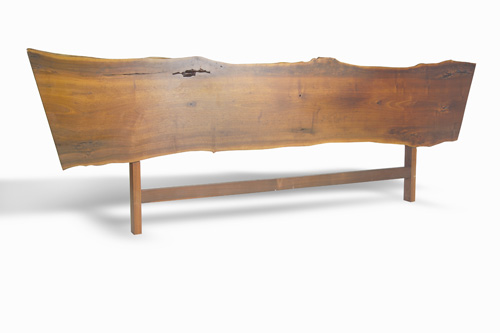 Appraisal: GEORGE NAKASHIMA Exceptional king-size walnut headboard with free-edge freeform back