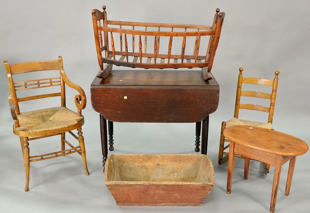 Appraisal: Nine piece lot to include a tiger maple chair Sheraton