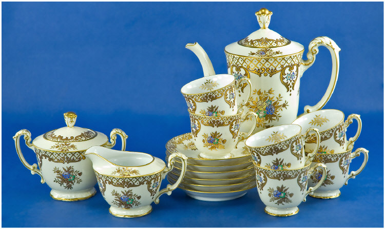 Appraisal: Noritake Coffee Set Baroque Style Gilding incorporating Small Blue Green