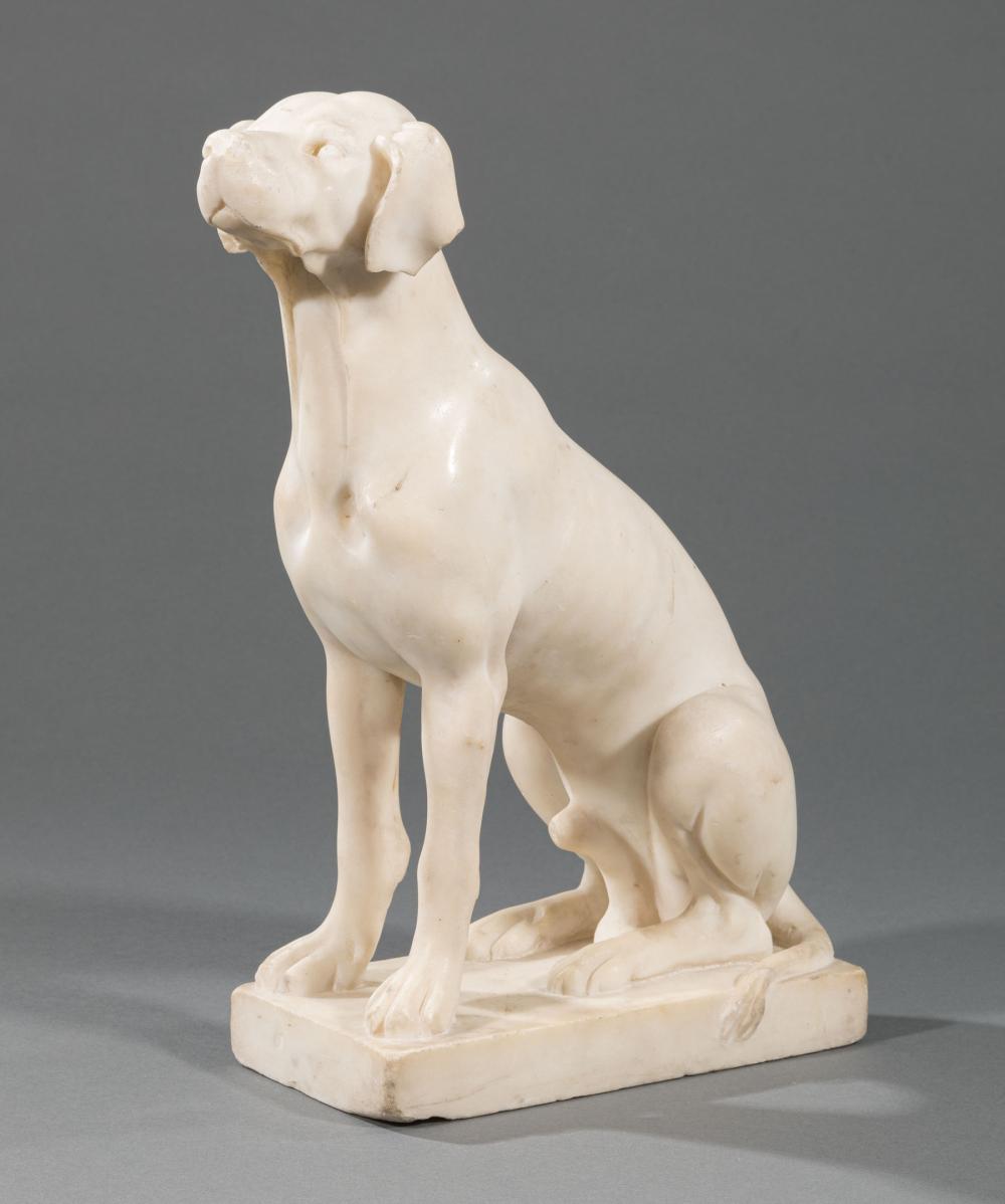 Appraisal: Continental Carved Marble Figure of a Male Dog plinth base