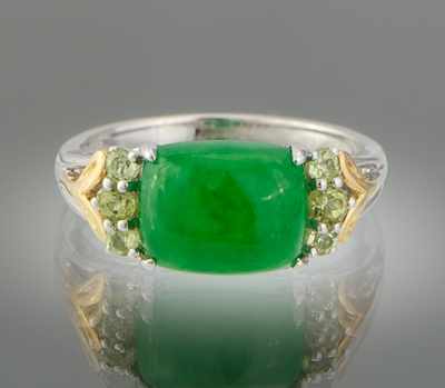 Appraisal: A Ladies' Jadeite and Peridot Ring k white gold ring