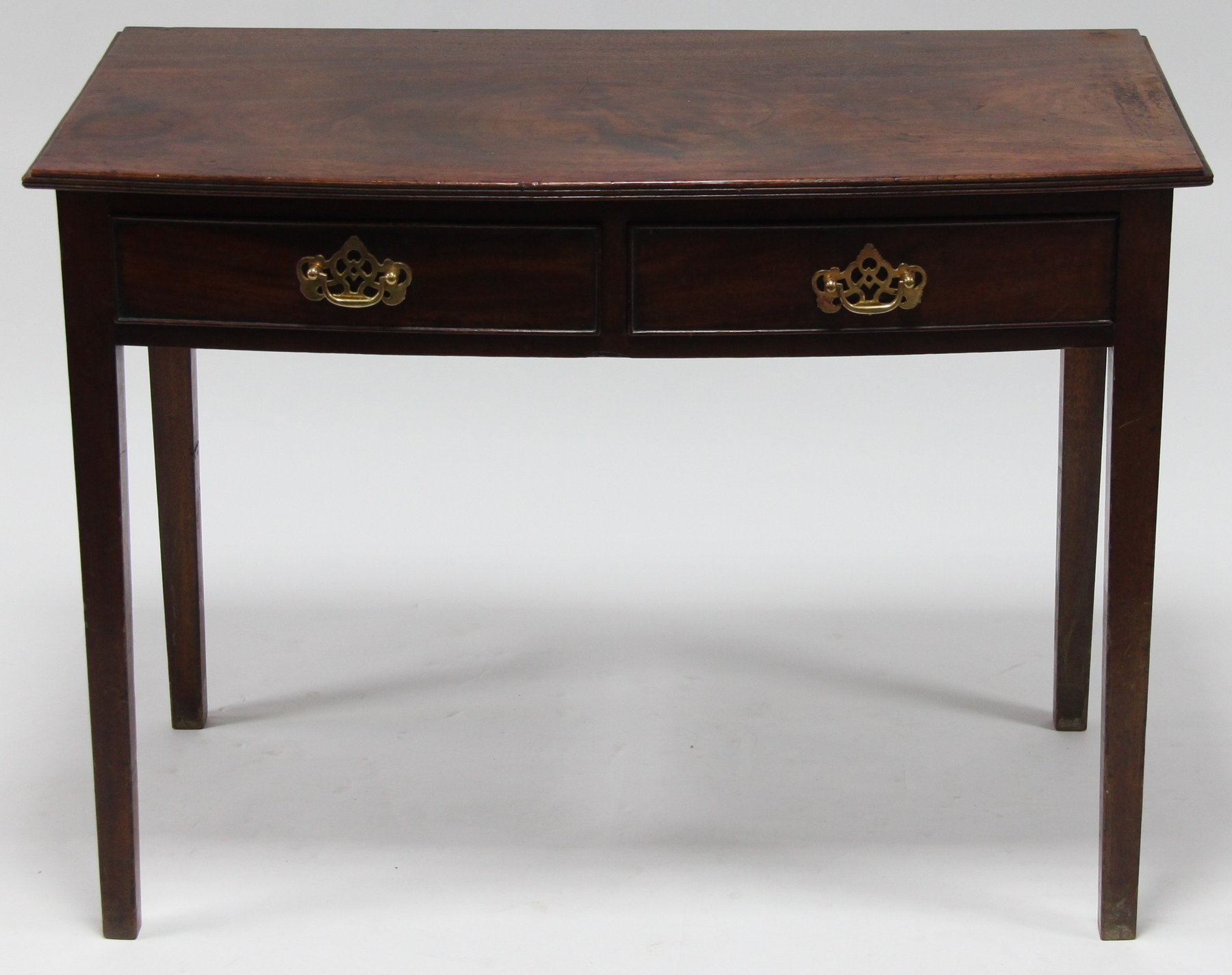 Appraisal: A th Century mahogany side table fitted two drawers on