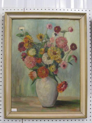 Appraisal: Olga A Gallagher Oil on Canvas floral still life listed