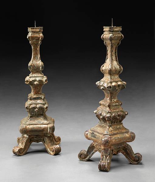 Appraisal: A pair of Italian Baroque style carved gilt and silvered