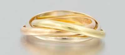 Appraisal: A Gentleman's Tri-Color Interlocked Ring k rose yellow and white