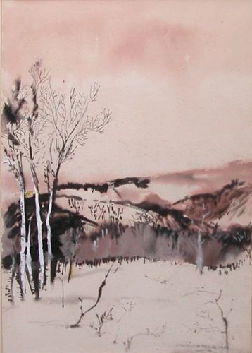 Appraisal: Winter Scene Half Gertrude Temeles pen and ink and watercolor