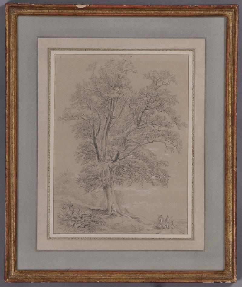 Appraisal: WILLIAM DELAMOTTE - ''HERDSMAN BY A TREE'' Graphite and chalk