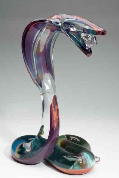 Appraisal: Dino Rosin b ''Cobra''Calcedonia glass a coiled serpent holds a