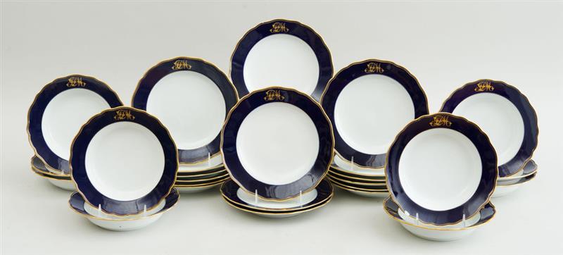 Appraisal: SET OF TWENTY-SIX MEISSEN PORCELAIN MONOGRAMMED DINNER PLATES AND TEN