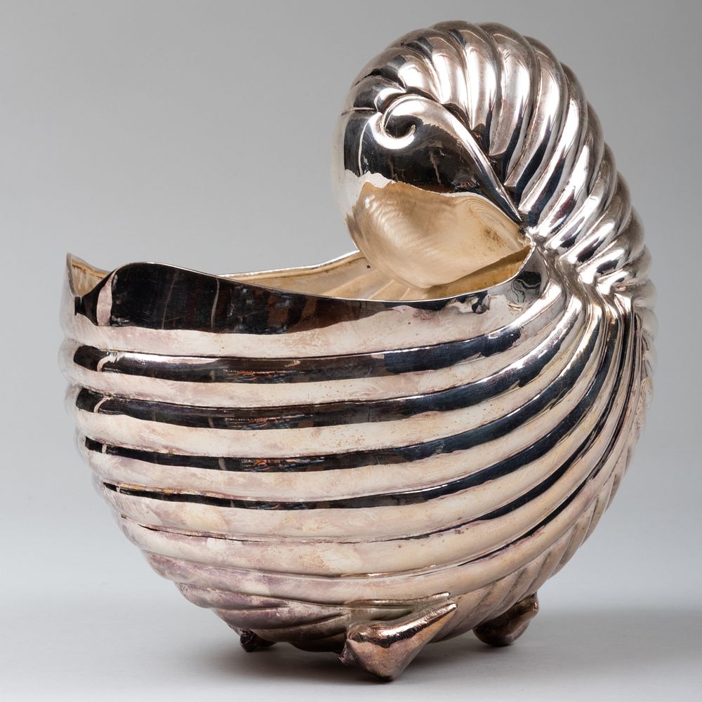 Appraisal: Silver Plate Nautilus Form Vessel x x in Property from