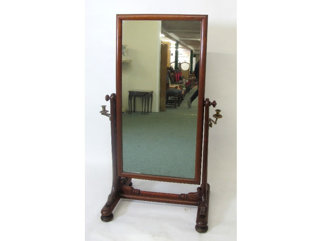 Appraisal: A William IV mahogany cheval mirror circa the rectangular plate