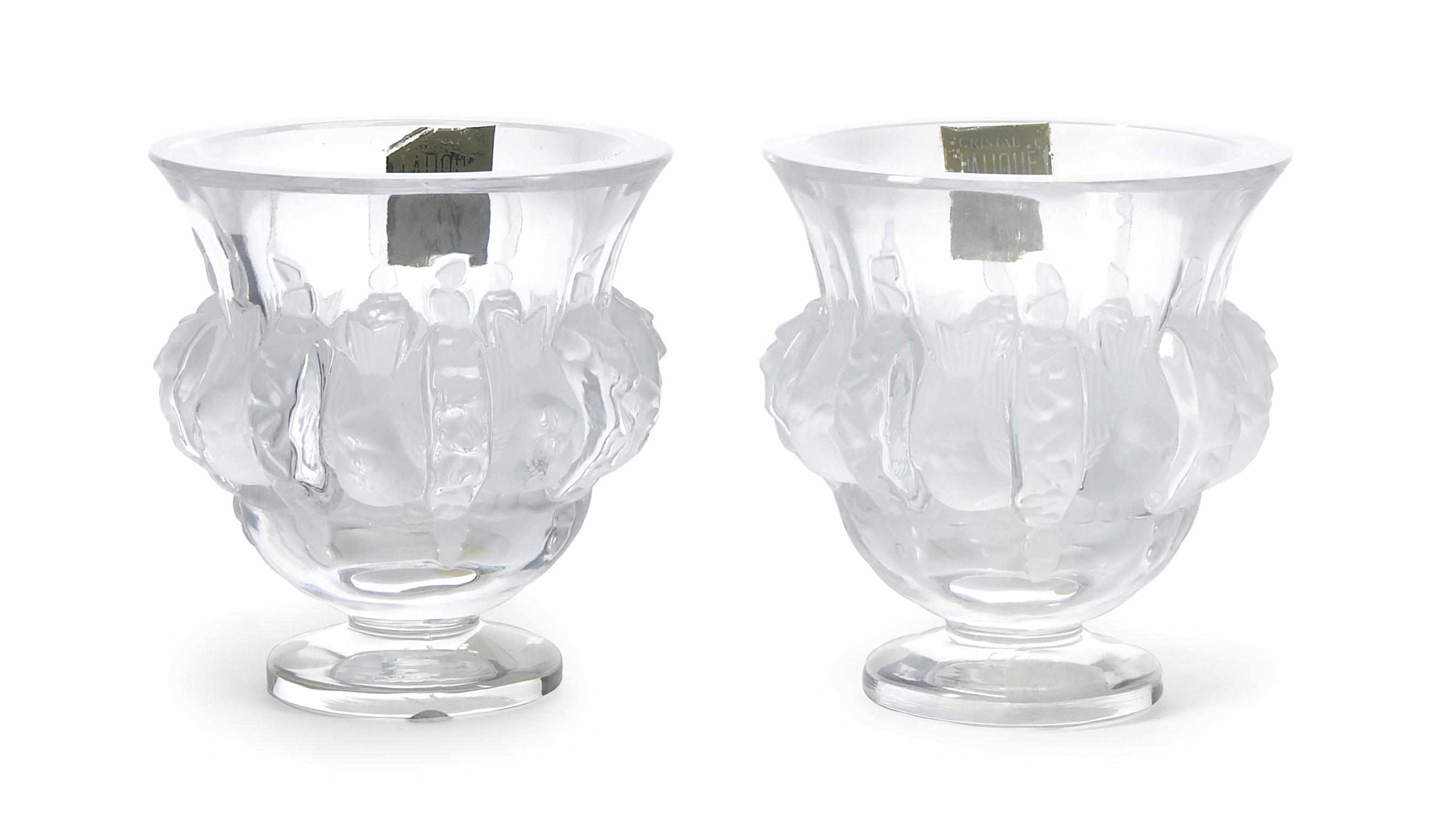 Appraisal: A pair of Lalique glass Dampierre vases signed Lalique France