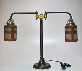 Appraisal: Handel Double Student Lamp Handel double student lamp with Arts