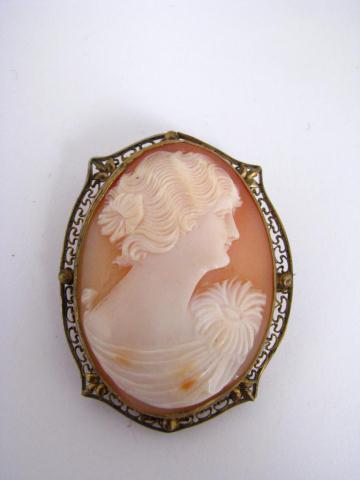 Appraisal: Two antique carved stone cameo portrait pendants in gold-filled frames