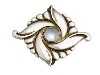 Appraisal: A CARL RUOPOLI SILVER AND MOONSTONE BROOCH of stylised leaf-and-bud