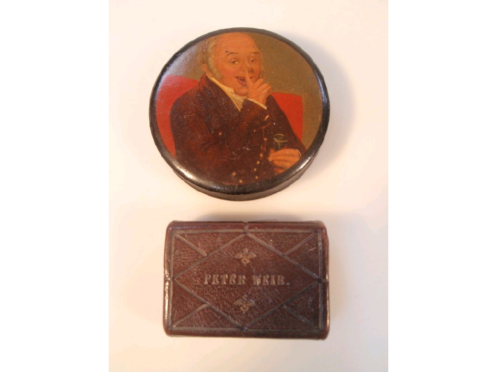 Appraisal: Two early thC snuff boxes one circular and painted with